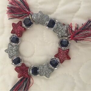 Girls Gymboree Americana 🇺🇸 Red silver Blue sparkle tassel Star Bracelet